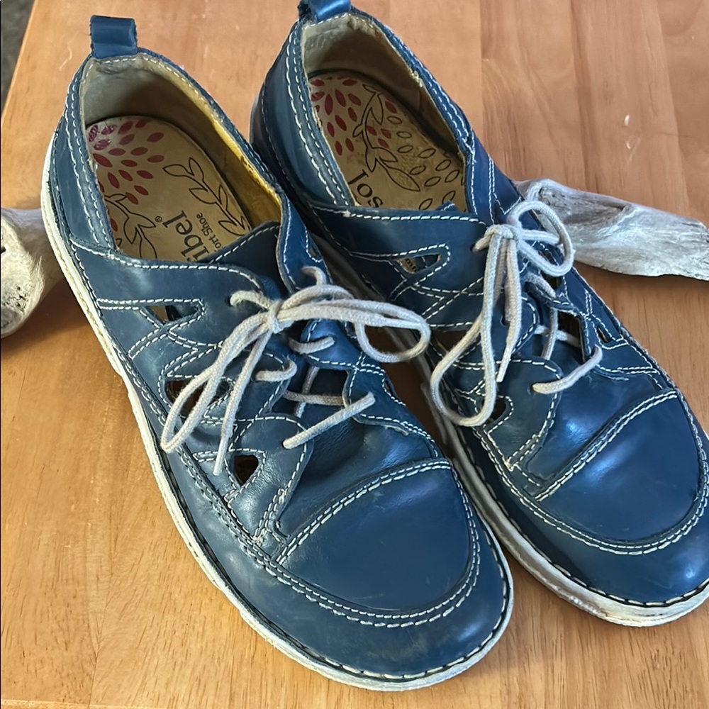 Josef Seibel Blue Leather Oxfords